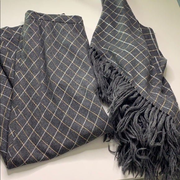 Vintage Wool Metallic Maxi Skirt & matching Fringe Wrap shawl women’s 4 small - Picture 1 of 8